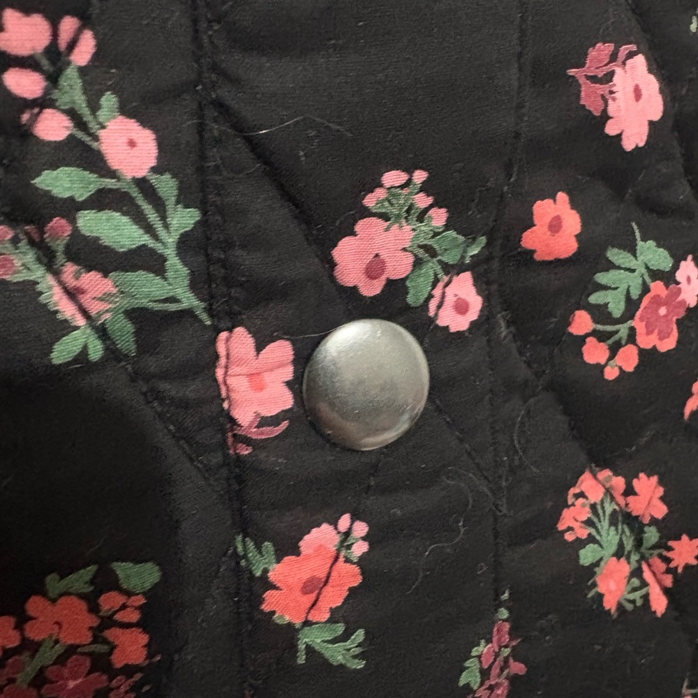 Lucky Brand Black Quilted Vest with Pink Floral Pattern - Picture 6 of 7